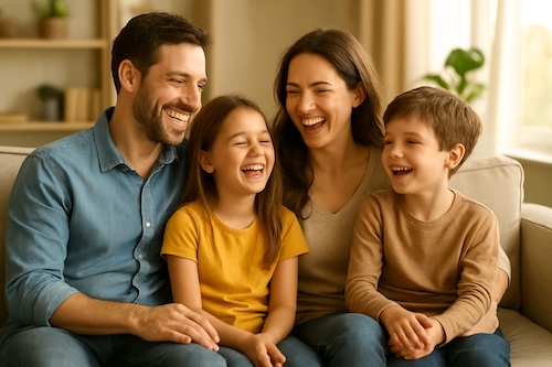 Familienmoment mit Nähe und Geborgenheit